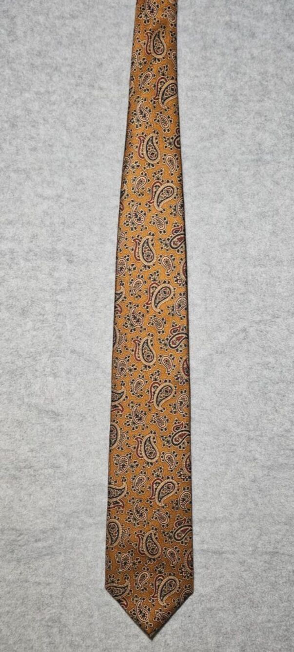 Brooks Brothers 346 Pure Silk Tie 59" Gold Brown Paisley Made in USA
